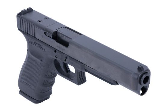 Optic-ready 10mm Auto pistol with long slide, black.